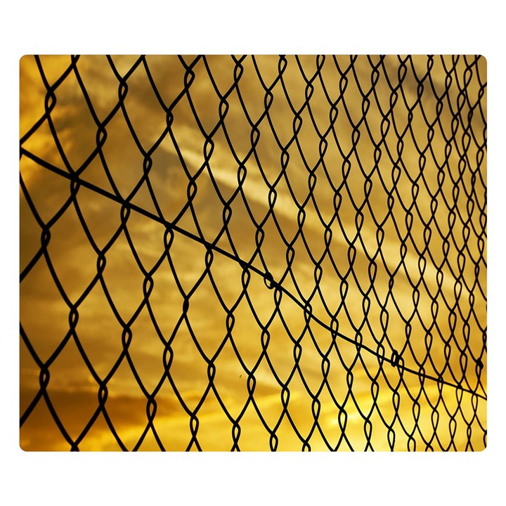 Chain Link Fence Sunset Wire Steel Fence Double Sided Flano Blanket (Small) 