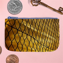 Chain Link Fence Sunset Wire Steel Fence Large Coin Purse by artworkshop