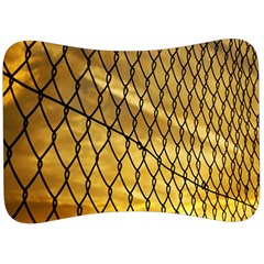 Chain Link Fence Sunset Wire Steel Fence Velour Seat Head Rest Cushion by artworkshop