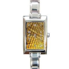 Chain Link Fence Sunset Wire Steel Fence Rectangle Italian Charm Watch by artworkshop