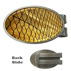 Chain Link Fence Sunset Wire Steel Fence Money Clips (oval)  by artworkshop