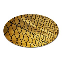 Chain Link Fence Sunset Wire Steel Fence Oval Magnet by artworkshop