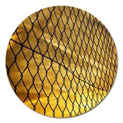 Chain Link Fence Sunset Wire Steel Fence Magnet 5  (round) by artworkshop