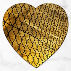 Chain Link Fence Sunset Wire Steel Fence Jigsaw Puzzle (heart) by artworkshop