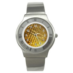 Chain Link Fence Sunset Wire Steel Fence Stainless Steel Watch by artworkshop