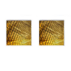 Chain Link Fence Sunset Wire Steel Fence Cufflinks (square) by artworkshop