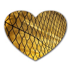 Chain Link Fence Sunset Wire Steel Fence Heart Mousepads by artworkshop