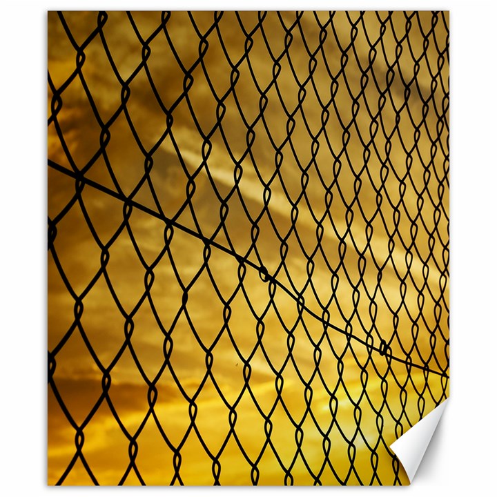 Chain Link Fence Sunset Wire Steel Fence Canvas 20  x 24 