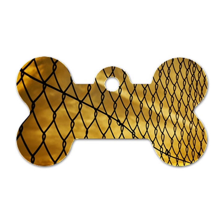 Chain Link Fence Sunset Wire Steel Fence Dog Tag Bone (Two Sides)