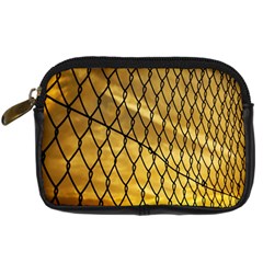 Chain Link Fence Sunset Wire Steel Fence Digital Camera Leather Case by artworkshop