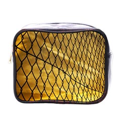 Chain Link Fence Sunset Wire Steel Fence Mini Toiletries Bag (one Side) by artworkshop