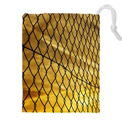 Chain Link Fence Sunset Wire Steel Fence Drawstring Pouch (5xl) by artworkshop