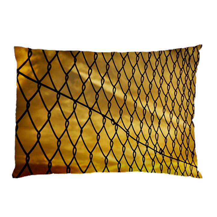 Chain Link Fence Sunset Wire Steel Fence Pillow Case (Two Sides)