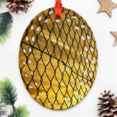 Chain Link Fence Sunset Wire Steel Fence Ornament (oval Filigree) by artworkshop