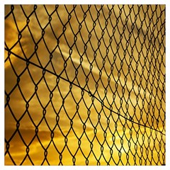 Chain Link Fence Sunset Wire Steel Fence Lightweight Scarf  by artworkshop