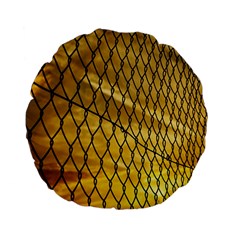 Chain Link Fence Sunset Wire Steel Fence Standard 15  Premium Flano Round Cushions by artworkshop