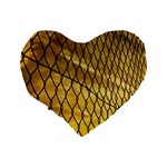 Chain Link Fence Sunset Wire Steel Fence Standard 16  Premium Flano Heart Shape Cushions Back