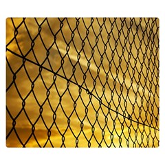 Chain Link Fence Sunset Wire Steel Fence Double Sided Flano Blanket (small)  by artworkshop