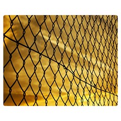 Chain Link Fence Sunset Wire Steel Fence Double Sided Flano Blanket (medium)  by artworkshop