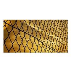 Chain Link Fence Sunset Wire Steel Fence Satin Shawl 45  X 80  by artworkshop