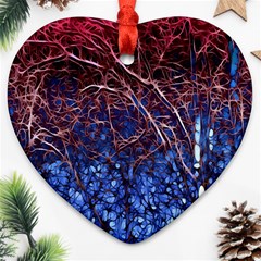 Autumn Fractal Forest Background Ornament (heart)