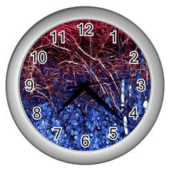 Autumn Fractal Forest Background Wall Clock (silver) by Amaryn4rt