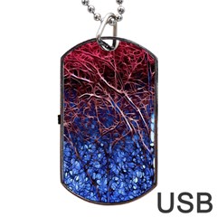 Autumn Fractal Forest Background Dog Tag Usb Flash (two Sides)