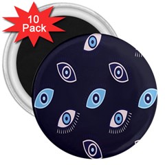 Eyes Evil Eye Blue Pattern Design 3  Magnets (10 Pack)  by artworkshop