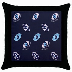 Eyes Evil Eye Blue Pattern Design Throw Pillow Case (black)