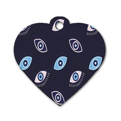 Eyes Evil Eye Blue Pattern Design Dog Tag Heart (two Sides) by artworkshop