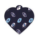 Eyes Evil Eye Blue Pattern Design Dog Tag Heart (Two Sides) Front