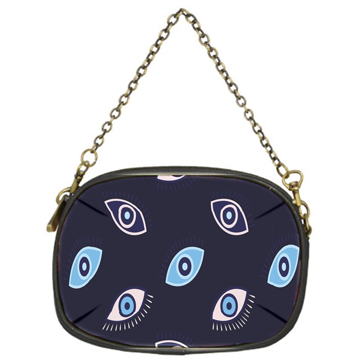 Eyes Evil Eye Blue Pattern Design Chain Purse (One Side)