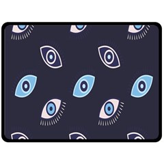 Eyes Evil Eye Blue Pattern Design Fleece Blanket (large)  by artworkshop