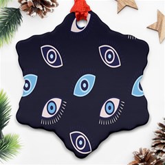 Eyes Evil Eye Blue Pattern Design Snowflake Ornament (two Sides) by artworkshop