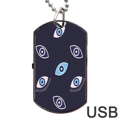 Eyes Evil Eye Blue Pattern Design Dog Tag Usb Flash (two Sides)