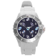 Eyes Evil Eye Blue Pattern Design Round Plastic Sport Watch (l) by artworkshop