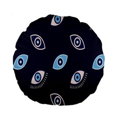 Eyes Evil Eye Blue Pattern Design Standard 15  Premium Round Cushions by artworkshop