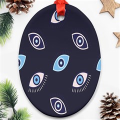 Eyes Evil Eye Blue Pattern Design Ornament (oval) by artworkshop