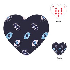 Eyes Evil Eye Blue Pattern Design Playing Cards Single Design (heart) by artworkshop