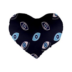 Eyes Evil Eye Blue Pattern Design Standard 16  Premium Heart Shape Cushions by artworkshop