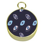 Eyes Evil Eye Blue Pattern Design Gold Compasses Front