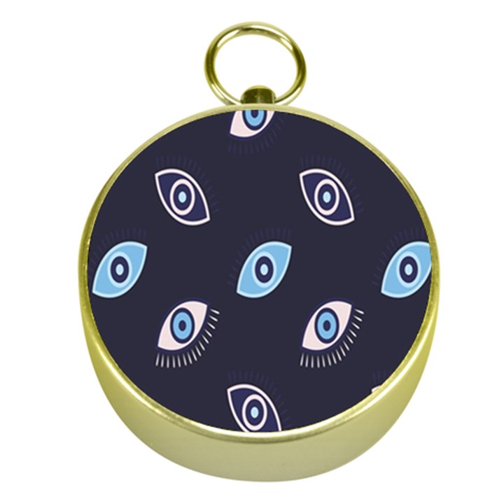 Eyes Evil Eye Blue Pattern Design Gold Compasses