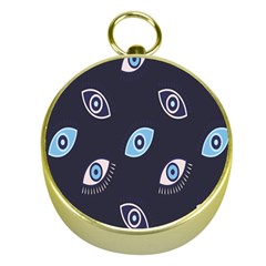 Eyes Evil Eye Blue Pattern Design Gold Compasses by artworkshop