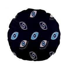 Eyes Evil Eye Blue Pattern Design Standard 15  Premium Flano Round Cushions by artworkshop