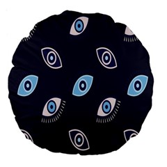 Eyes Evil Eye Blue Pattern Design Large 18  Premium Flano Round Cushions by artworkshop