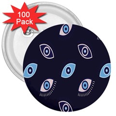 Eyes Evil Eye Blue Pattern Design 3  Buttons (100 Pack)  by artworkshop