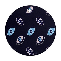 Eyes Evil Eye Blue Pattern Design Round Ornament (two Sides) by artworkshop