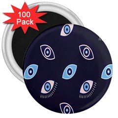 Eyes Evil Eye Blue Pattern Design 3  Magnets (100 Pack) by artworkshop