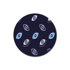 Eyes Evil Eye Blue Pattern Design Rubber Coaster (round) by artworkshop