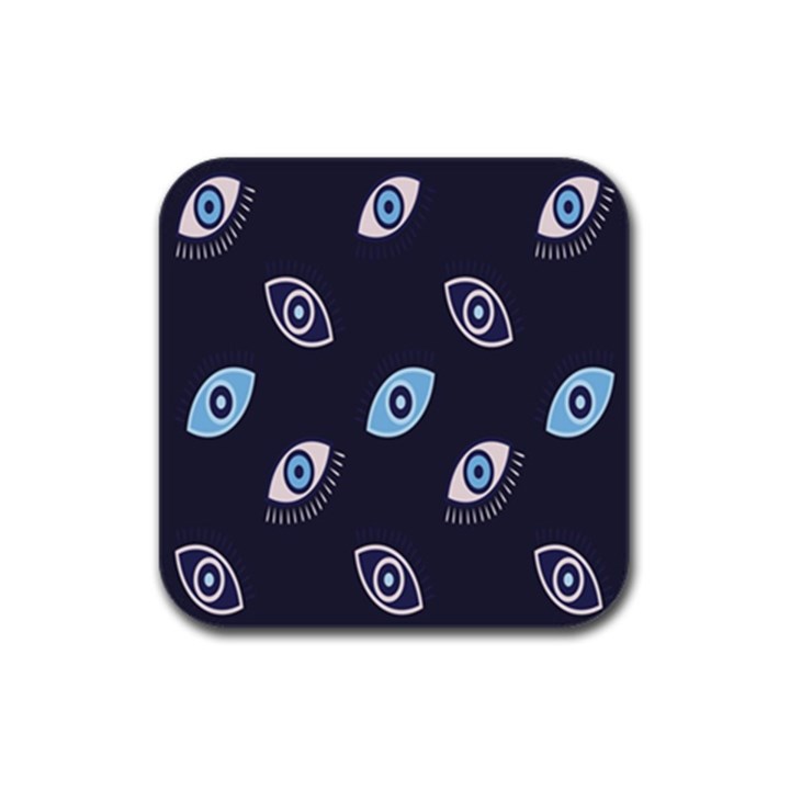 Eyes Evil Eye Blue Pattern Design Rubber Square Coaster (4 pack)